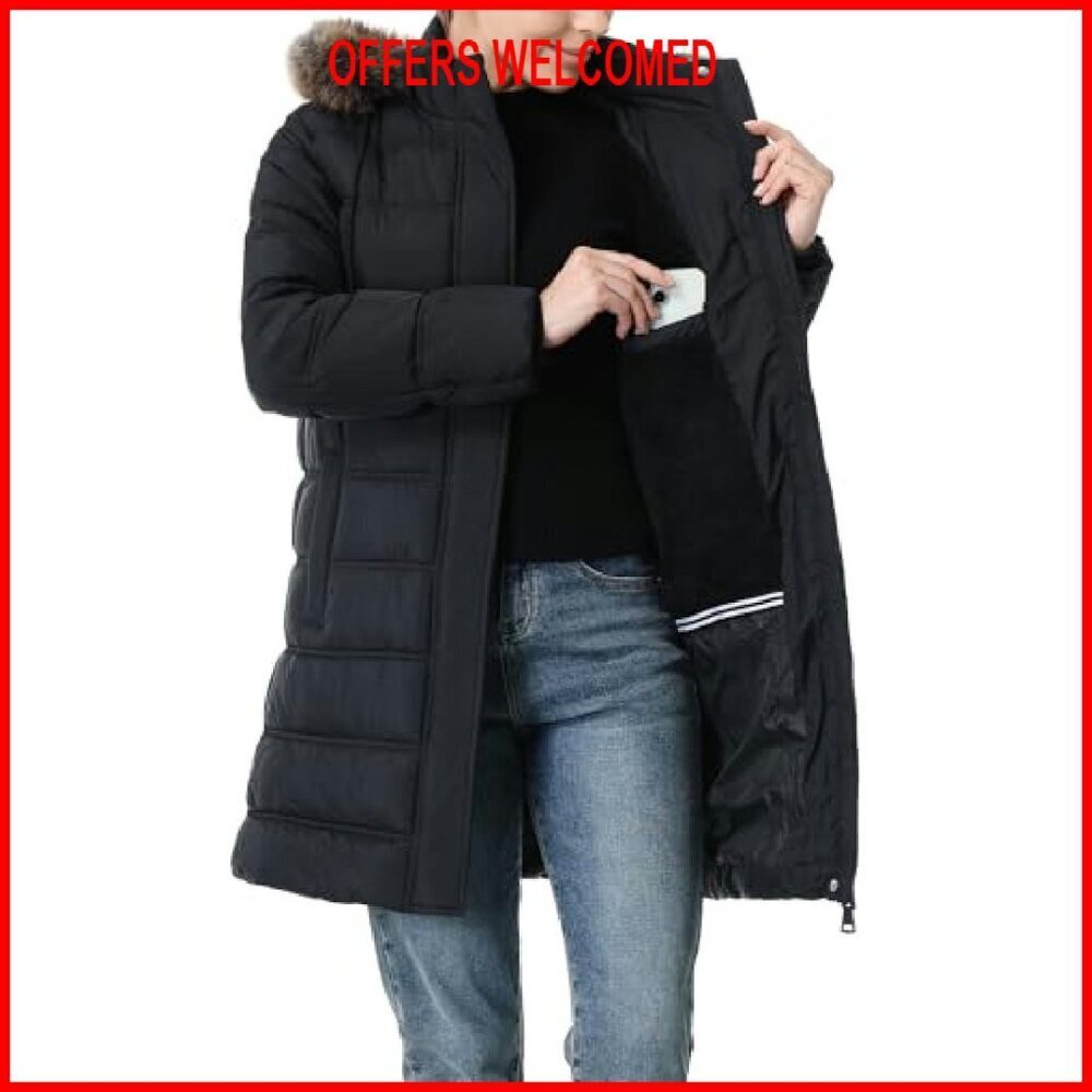 Women's Waterproof Puffer Jacket with Detachable Hood Winter Coat - Picture 8 of 8